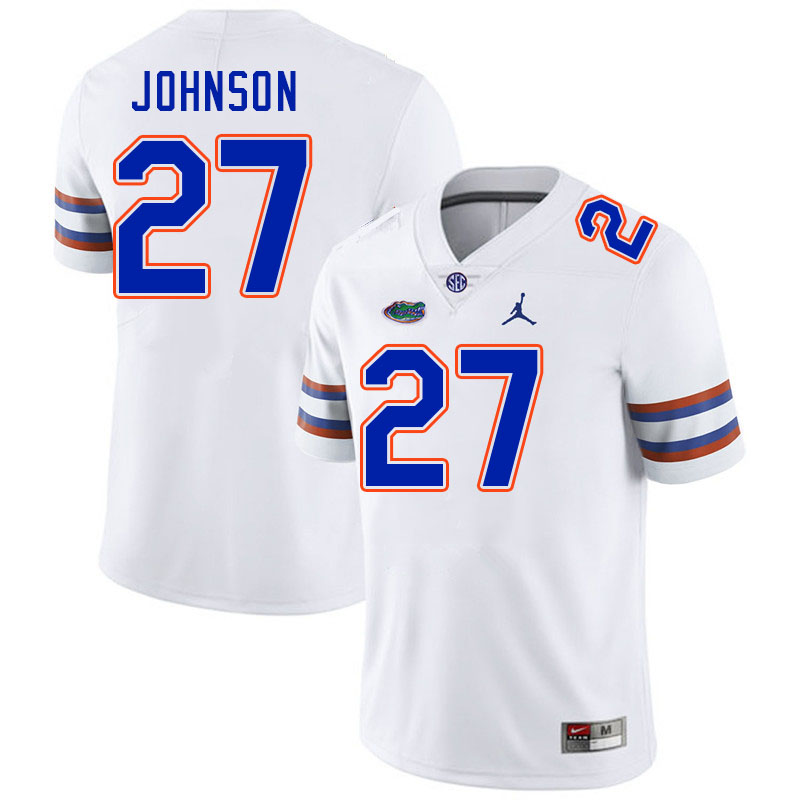 Men #27 Dijon Johnson Florida Gators College Football Jerseys Stitched-White